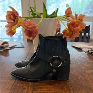 Etienne Aigner Harness-Style Ankle Boots w/Ring Hardware; size 8.5